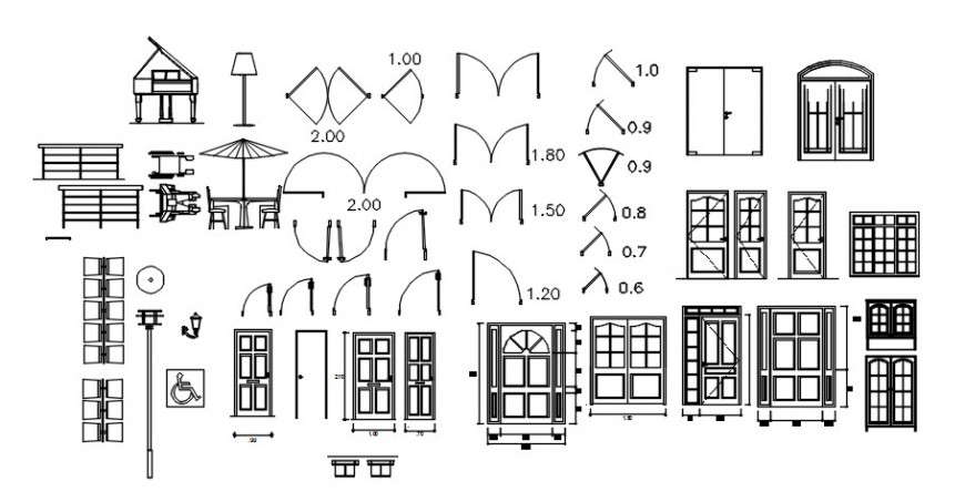 Cad drawings details of   curved doors