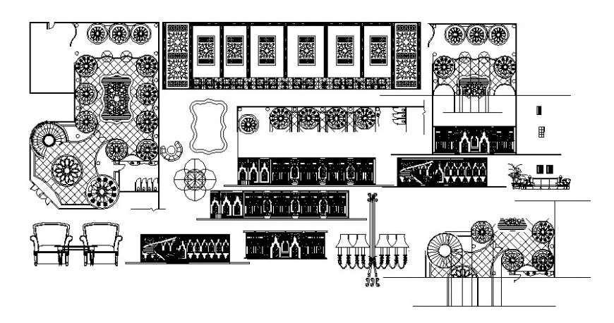 Cad drawings details of  fancy ceiling chandelier