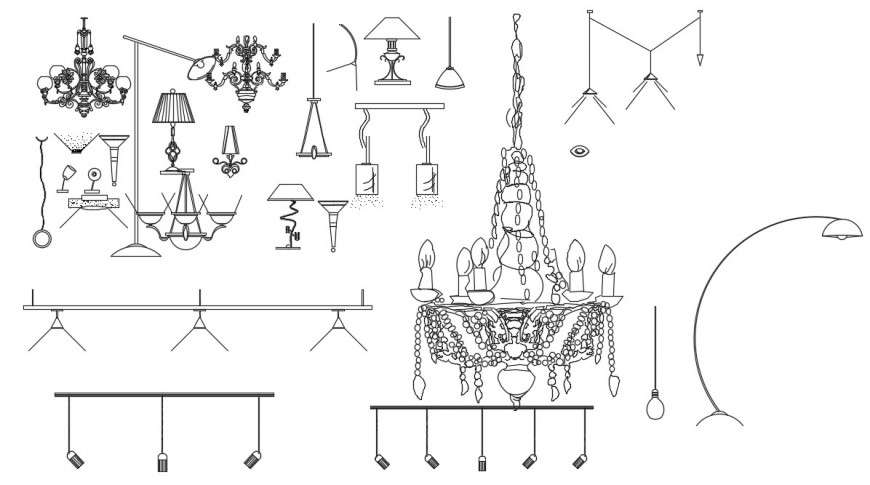 CAd drawings details of  front elevation of fancy led lights