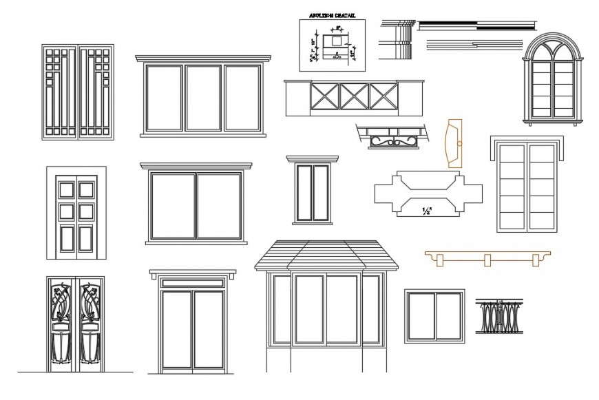 CAd drawings details of  outer exterior window elevation