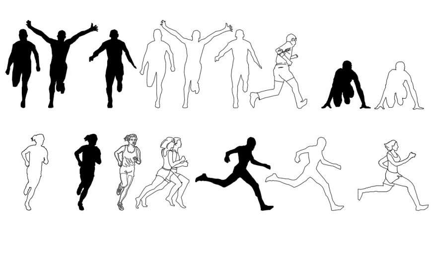 CAd drawings details of  people running