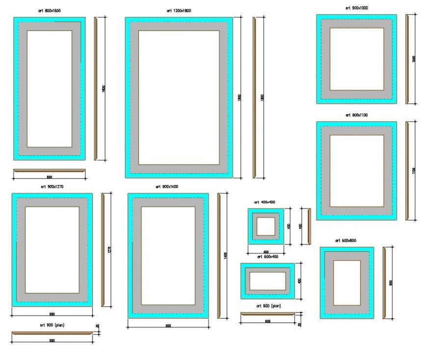 CAd drawings details of  picture frames
