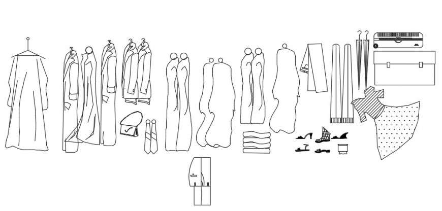 CAd drawings details of  side elevation of  jacket wardrobe