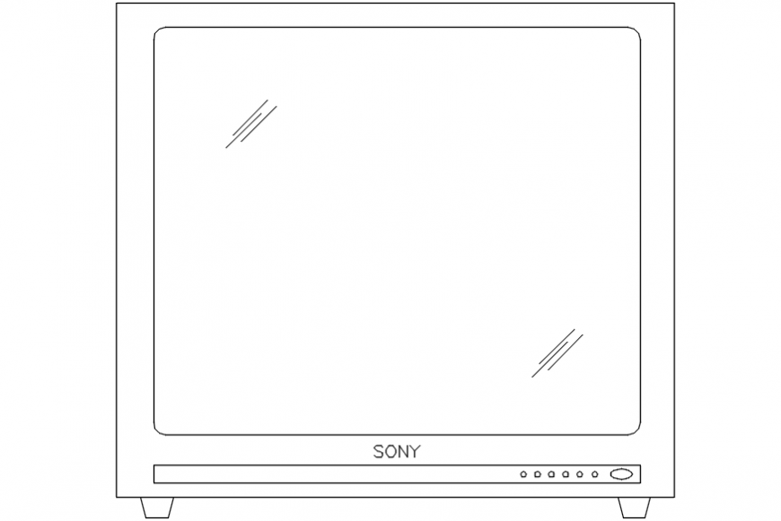 Cad drawings details of  Sony elite   television  front view