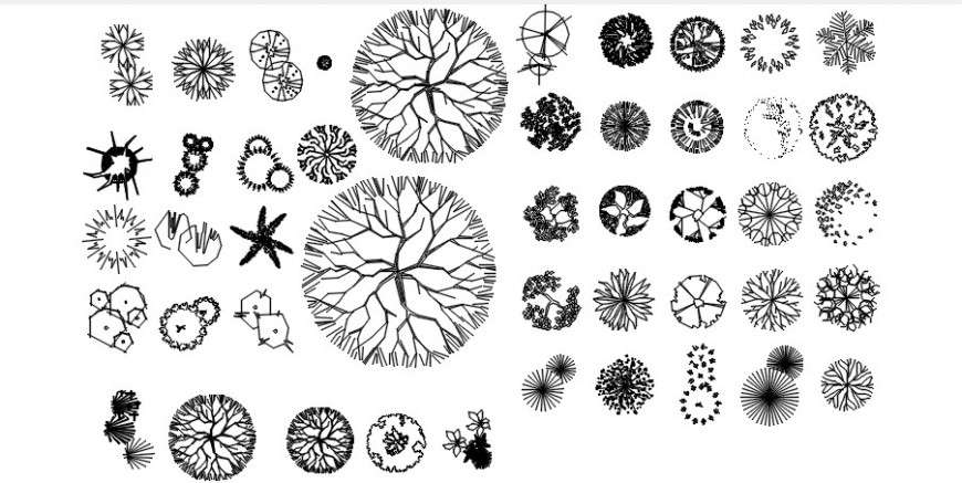 Cad drawings details of  top view trees