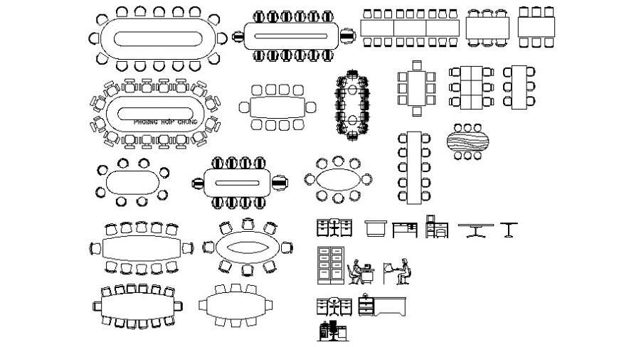 Cad drawings details of a different phase of office furniture  table