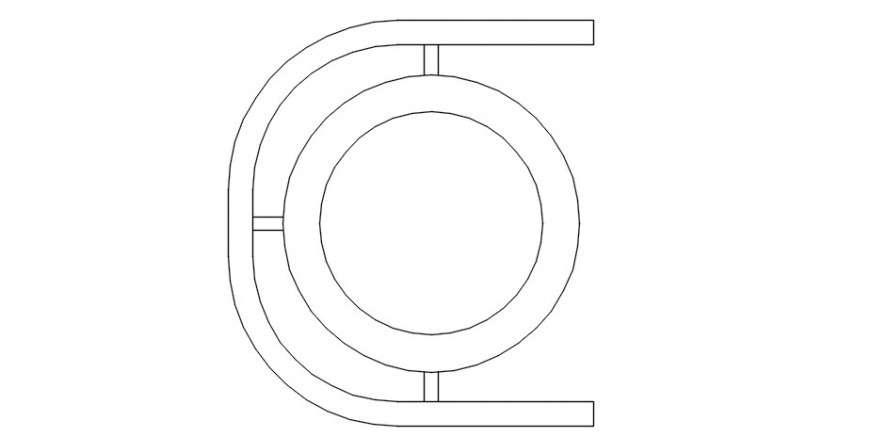 Cad drawings details of a top  view of designer round chair