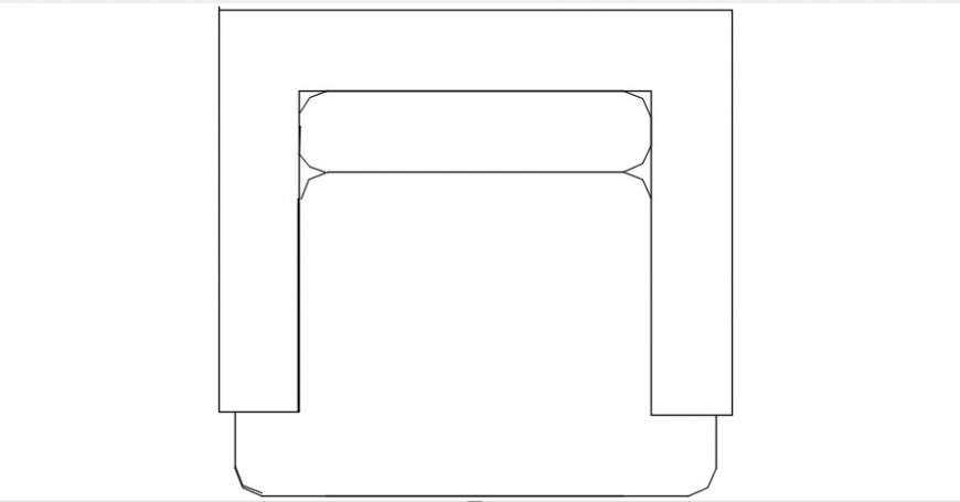 Cad drawings details of a top view  of one seater sofa with square hand rest