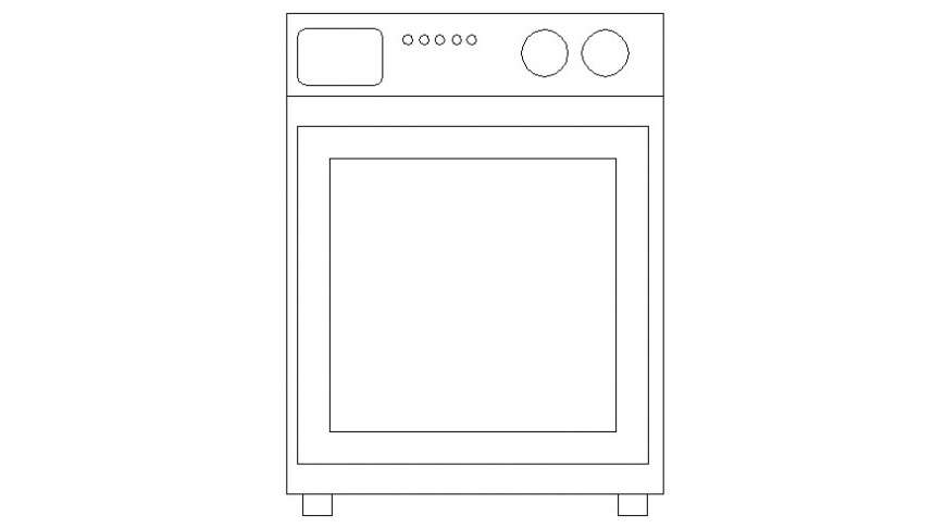 Cad drawings details of a top view of washing machine boxed curved