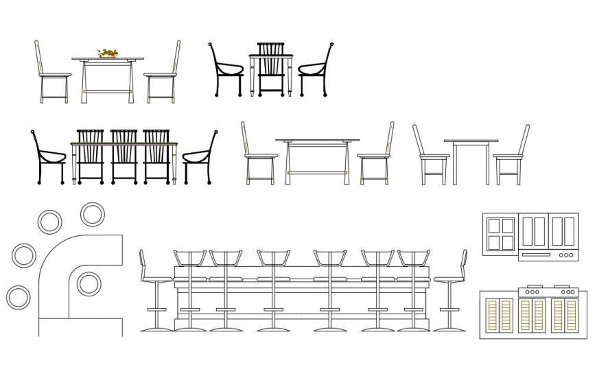 CAd drawings details of bar club furniture units