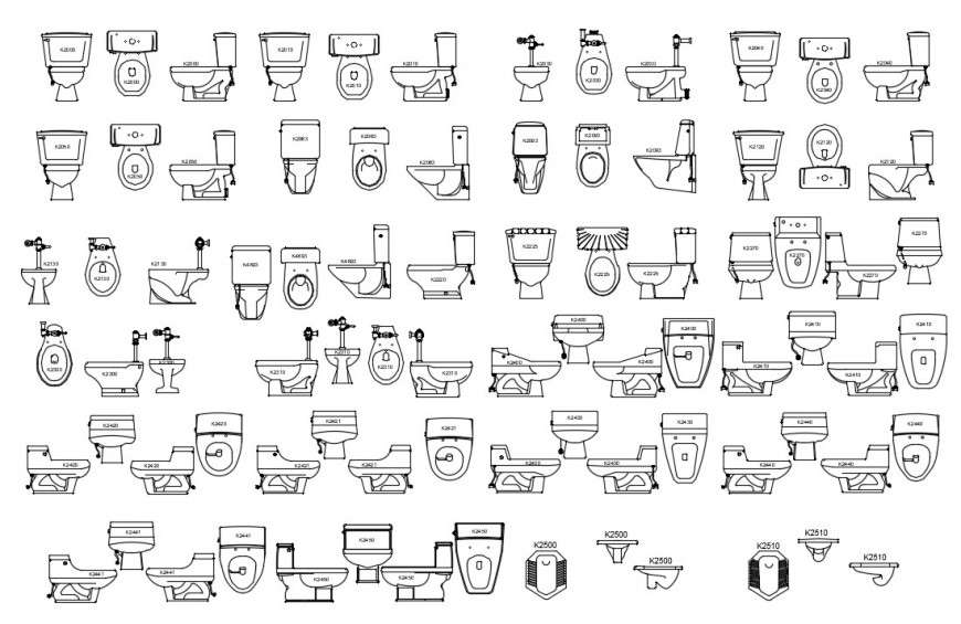 CAd drawings details of bathroom equipment