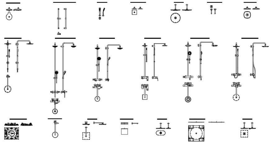CAd drawings details of bathroom showers