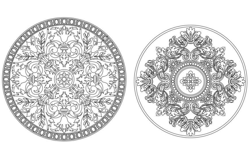 CAd drawings details of blocks Decorative rosettes