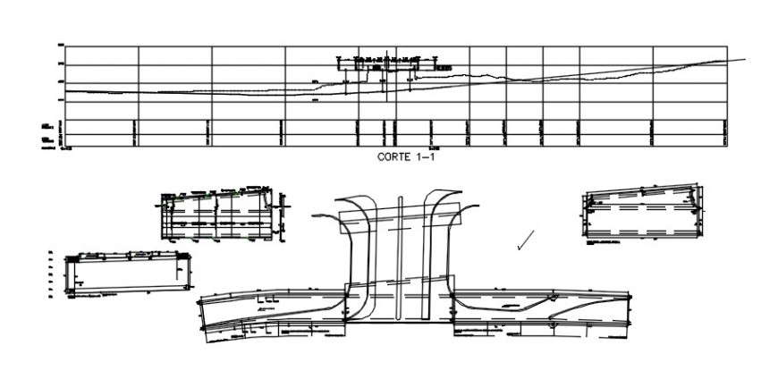 CAD drawings details of bridge blocks 2d view autocad software dwg file