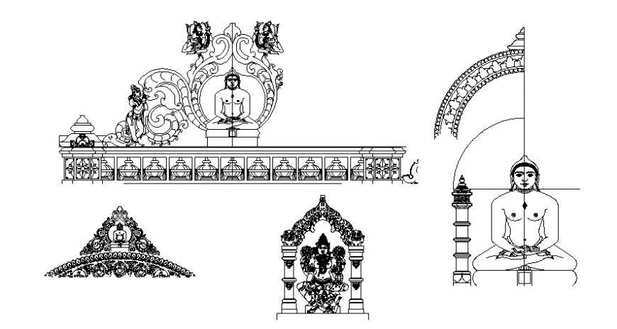 Cad drawings details of Buddha statue