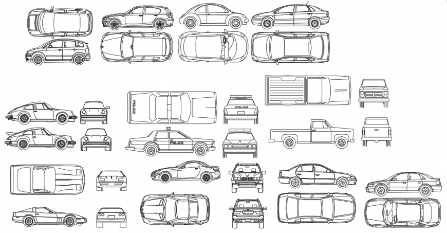 Cad drawings details of cars elevation