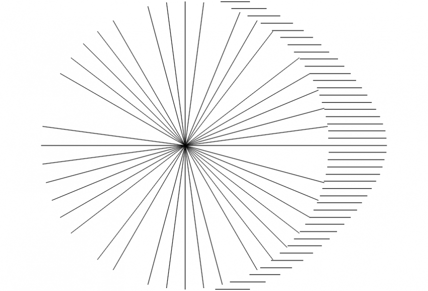 CAd drawings details of circle wheel shade cut 