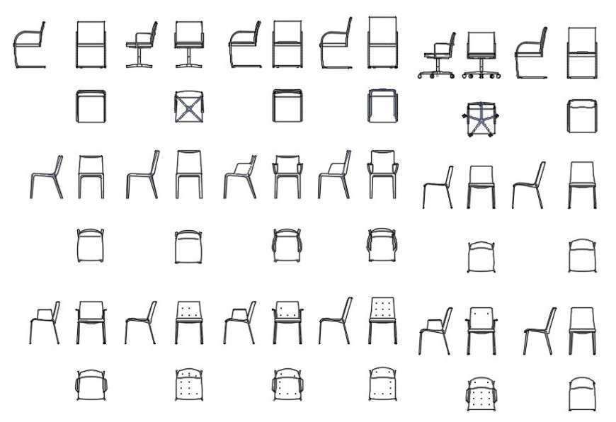 CAd drawings details of designer study chair