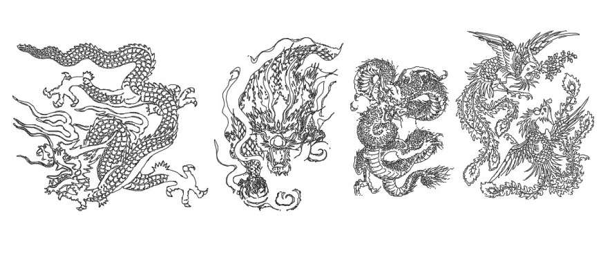 CAd drawings details of dragons