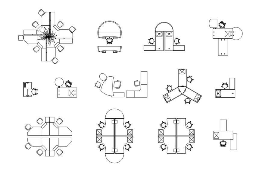 CAd drawings details of fancy four corned work table