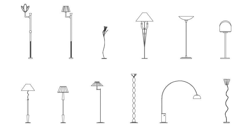 CAd drawings details of floor lamps