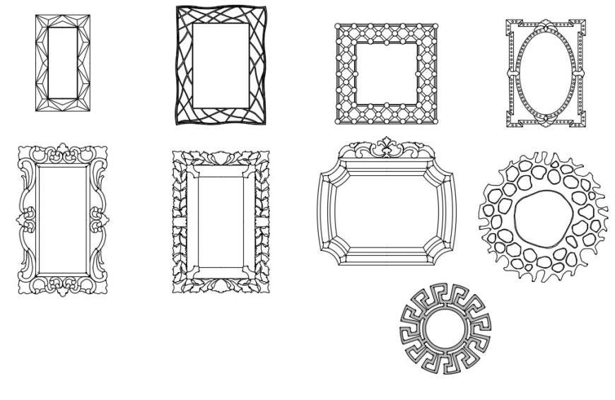 CAd drawings details of front    elevation of designer mirror