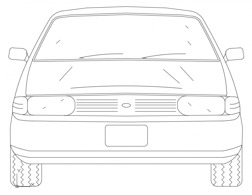 CAd drawings details of front elevation of car engine