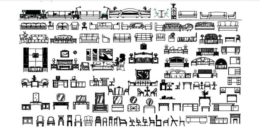 Cad drawings details of front view of chair,table ,house furnished