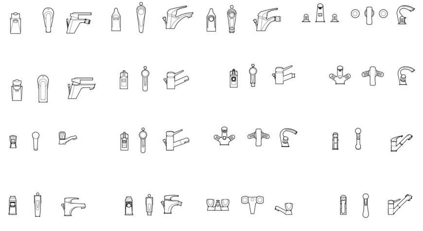 CAd drawings details of kitchen  wash basin taps
