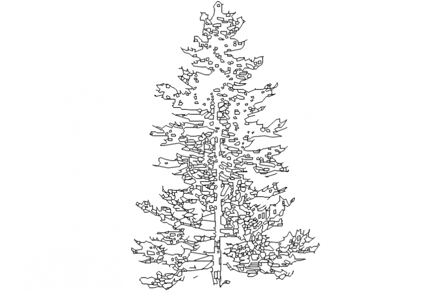 CAd drawings details of long and mid-stem leaf square  rooted  tree