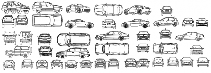 Cad drawings details of luxury  cars elevation