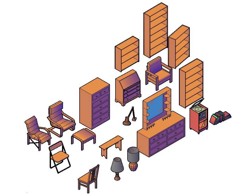 CAd drawings details of office file cabinet
