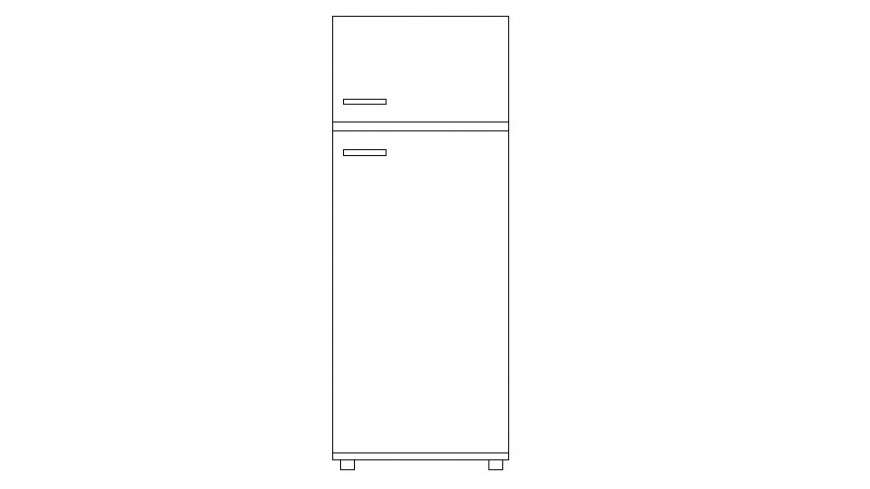 Cad drawings details of one  unit refrigerator with two door panel  