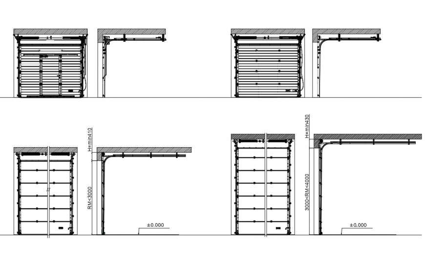 CAd drawings details of overhead door elevation with hatch area