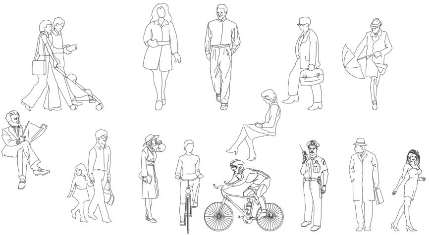 Cad drawings details of people  