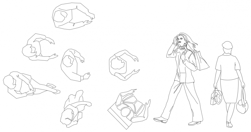 Cad drawings details of people activity