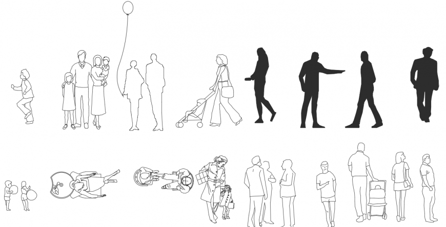 Cad drawings details of people relaxation