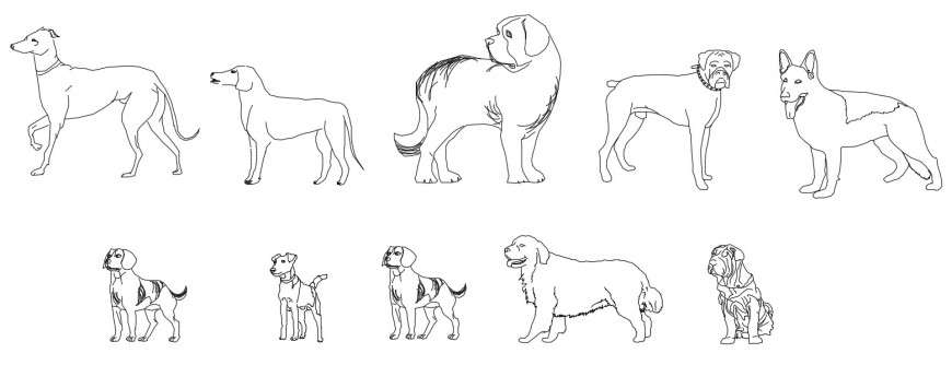 CAd drawings details of puppy dogs 