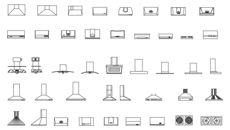 CAd drawings details of range hoods elevation