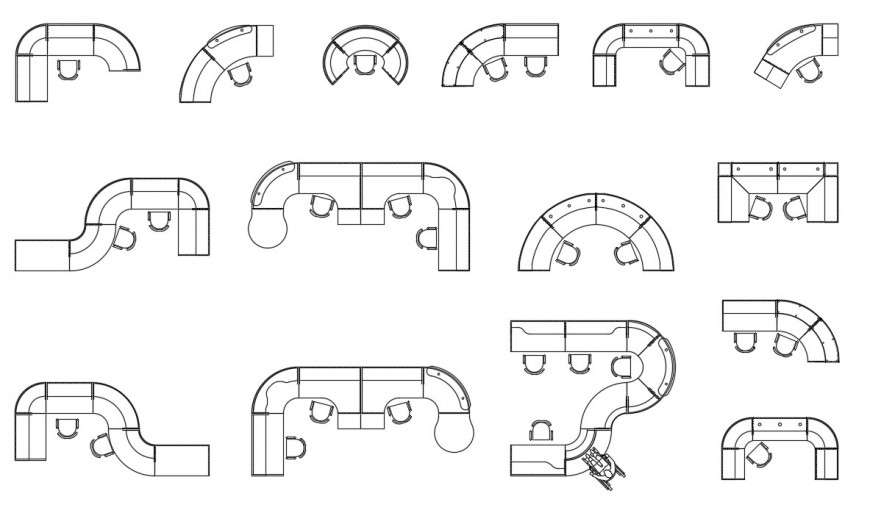 CAd drawings details of reception area designer curve table