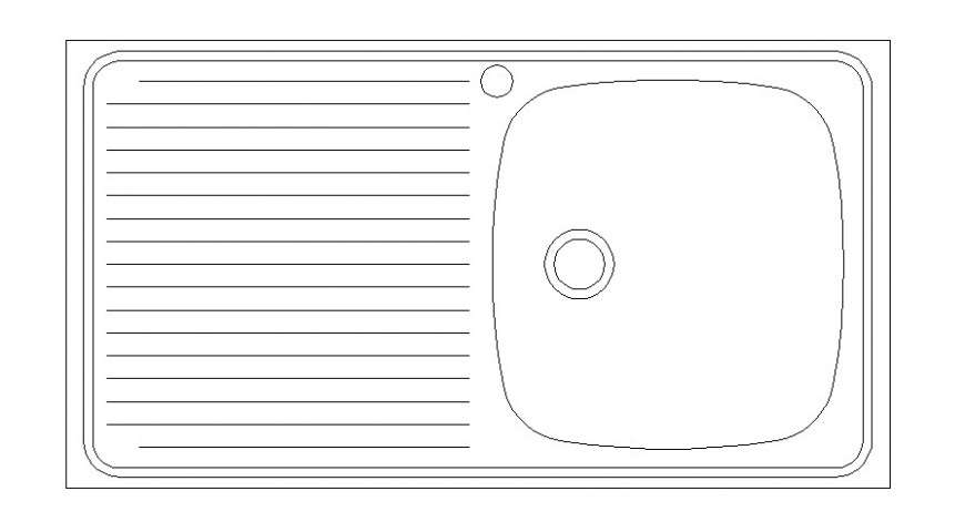 Cad drawings details of right  view of steel wash basin