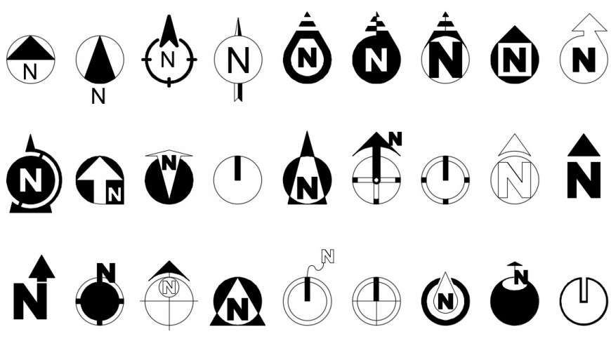 CAd drawings details of round north symbol  