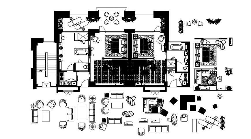 Cad drawings details of sitting out table and chair  