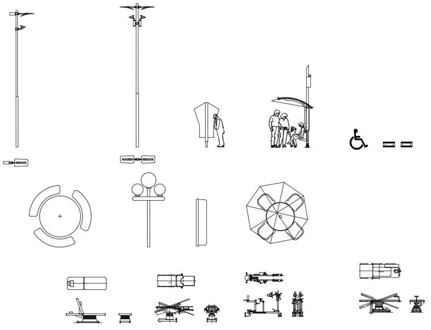 Cad drawings details of street lights
