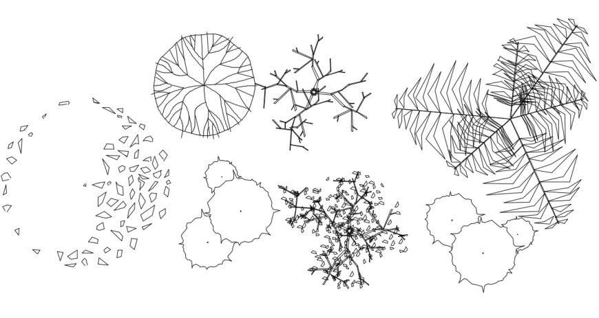 CAd drawings details of top elevation of round curvy trees