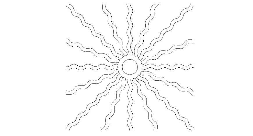 Cad drawings details of top view of luxury  sun pattern  boxed curved