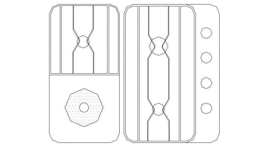 Cad drawings details of top view of one  gas stove stylish  