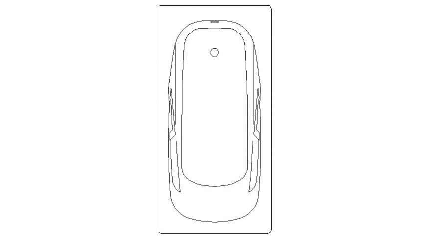 CAd drawings details of top view of washroom  bath tub big