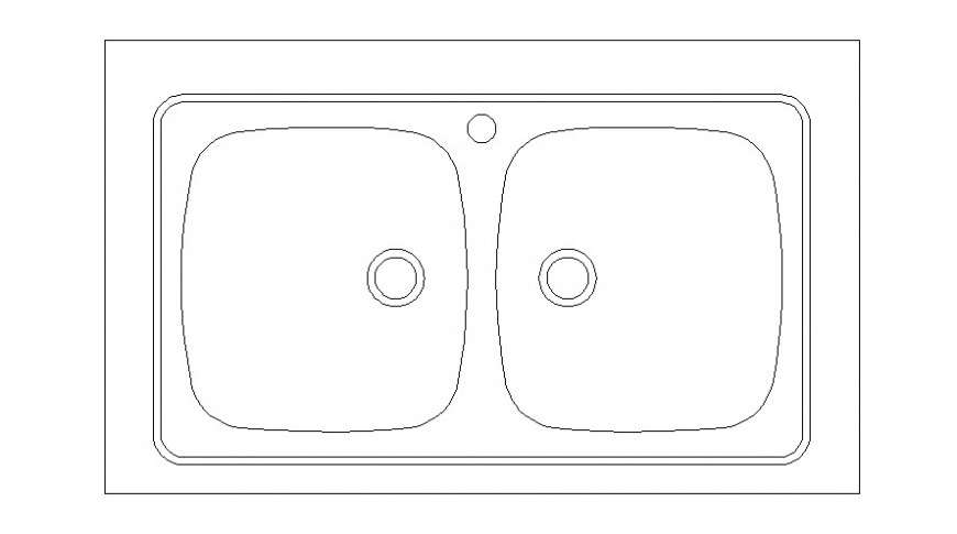 CAD drawings details of top view with washbasin gap between two