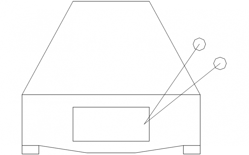 CAd drawings details of TV unit  back view